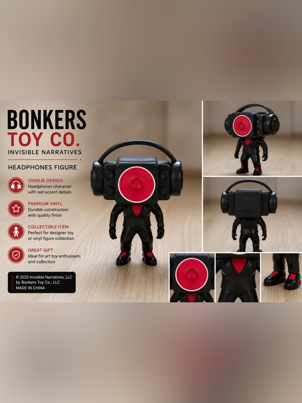 Bonkers Toy Co Invisible Narratives Headphones Figure Vinyl Collectible Toy 2024